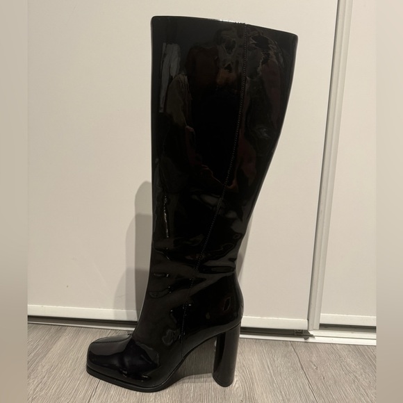 New! Zara Black Patent Knee-High Boots - Picture 4 of 5
